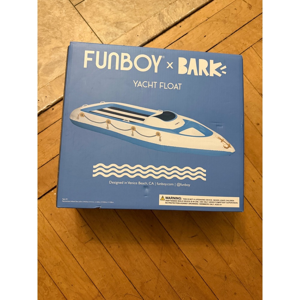 Nautical Dog FUNBOY x BARK Yacht Float 63" Blue White
